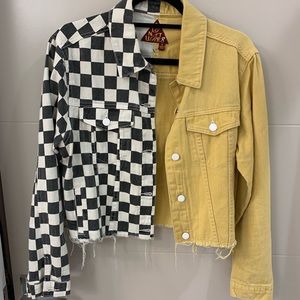 Two Pattern Cropped Jean Jacket